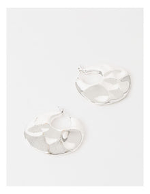 Hammered Hoop Earrings in Silver