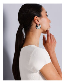Hammered Hoop Earrings in Silver