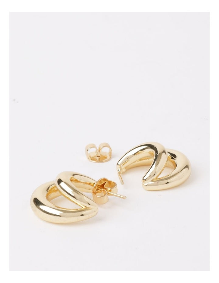 Double Crescent Earrings in Gold
