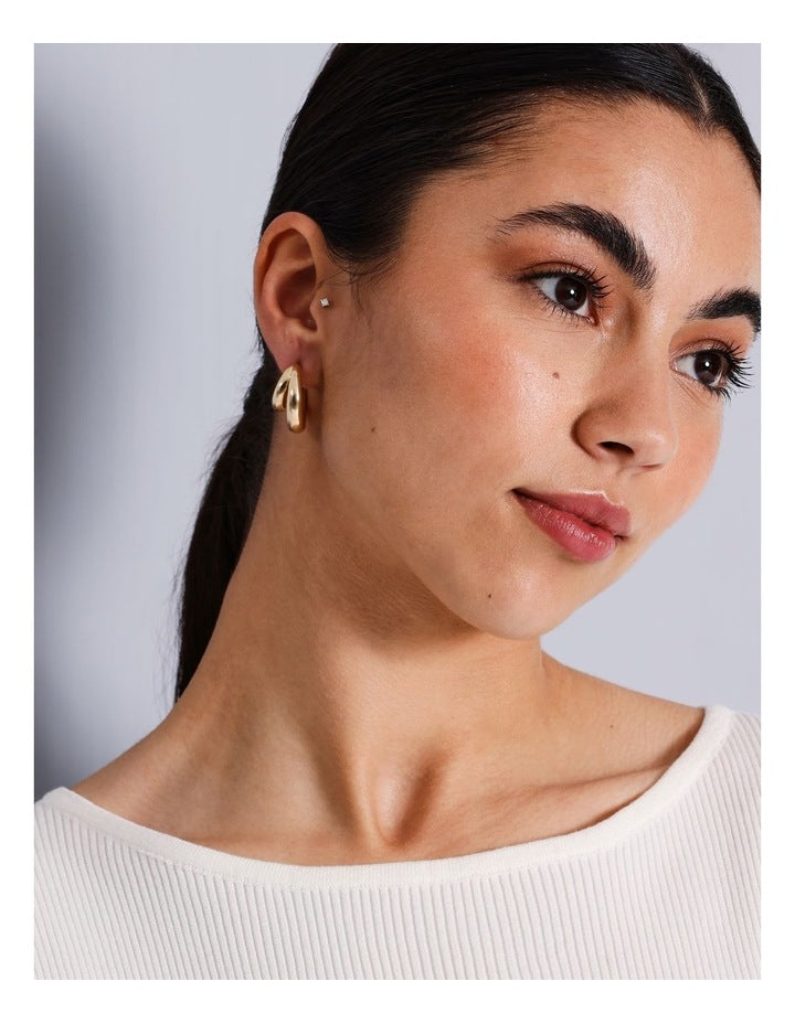 Double Crescent Earrings in Gold