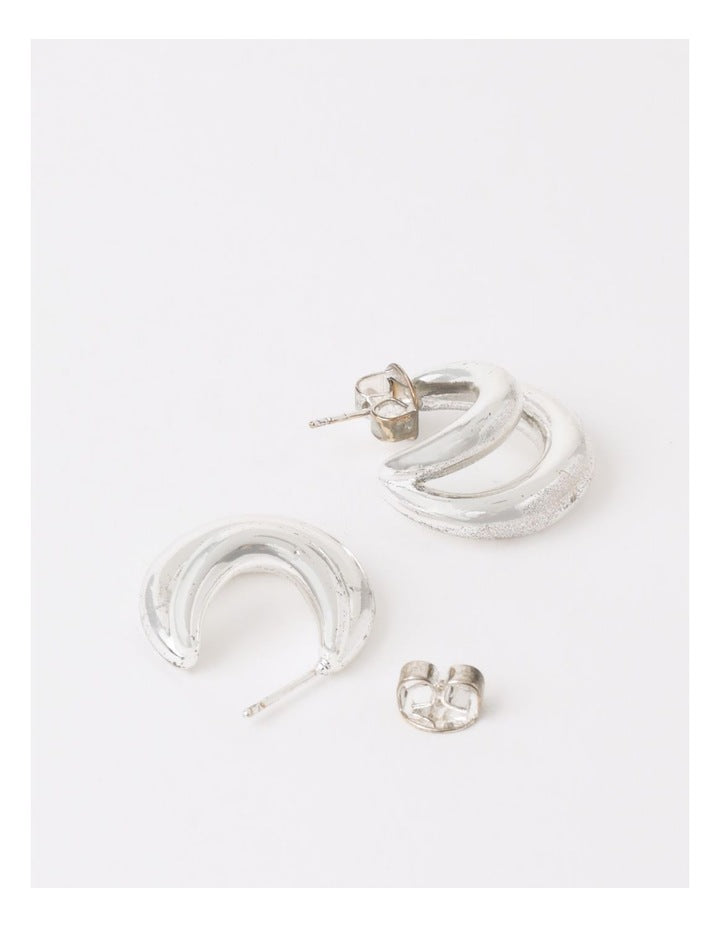 Double Crescent Earrings in Silver