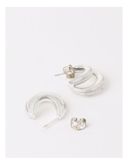 Double Crescent Earrings in Silver