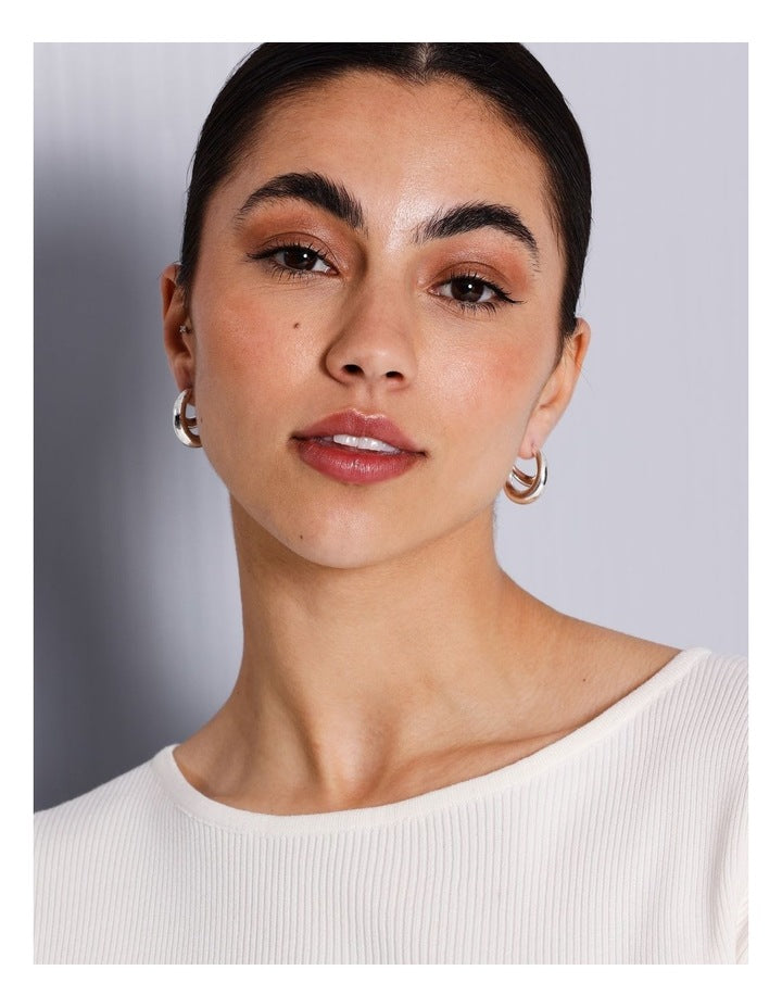 Double Crescent Earrings in Silver