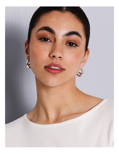 Double Crescent Earrings in Silver