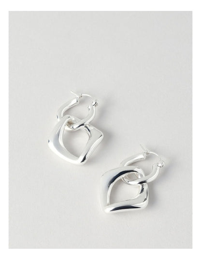 Rectangle Double  Earrings in Silver