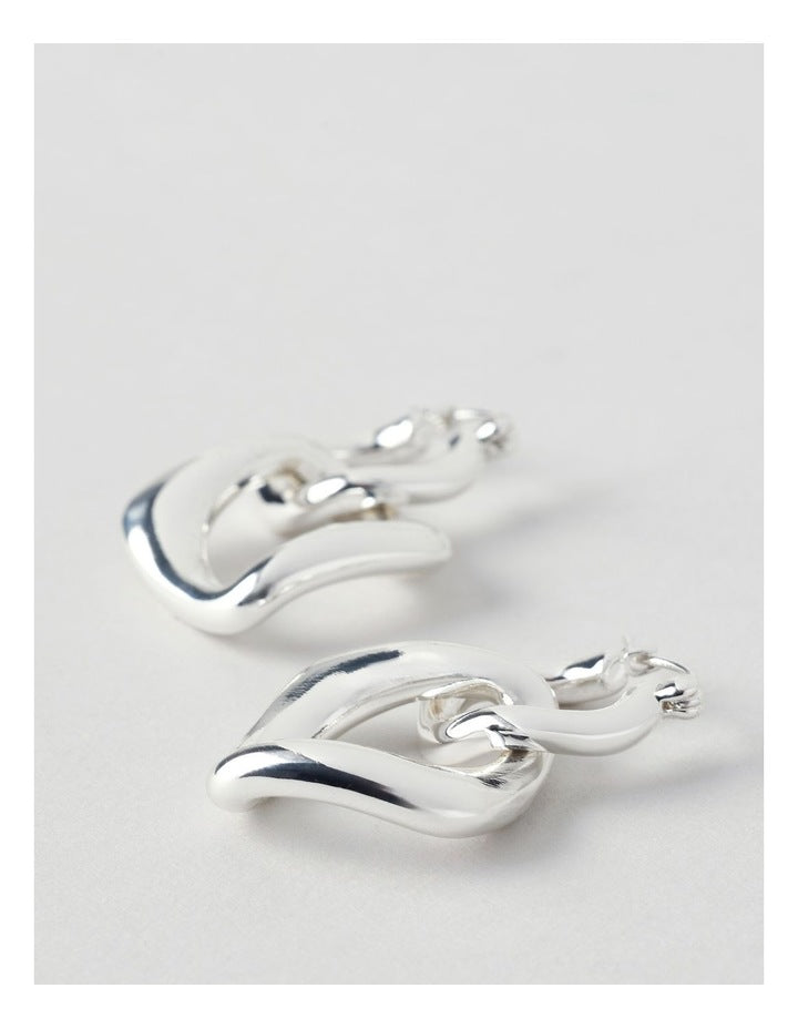 Rectangle Double  Earrings in Silver