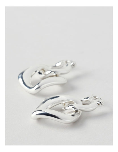 Rectangle Double  Earrings in Silver