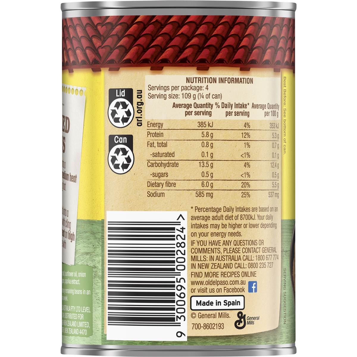 Old El Paso Refried Beans 435g