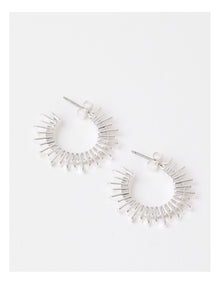 Sunburst Hoop Earrings in Silver