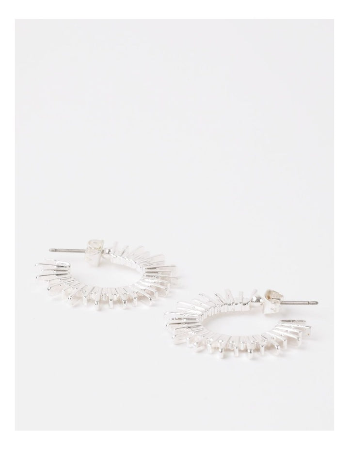 Sunburst Hoop Earrings in Silver