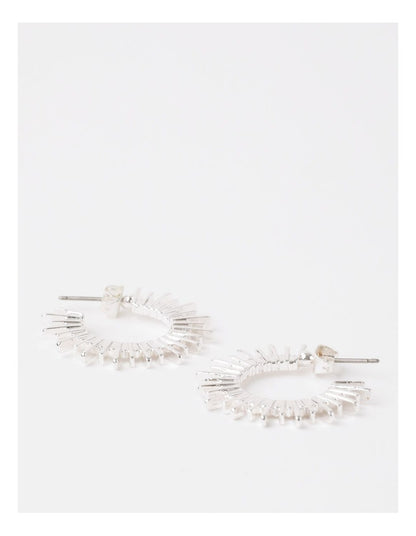 Sunburst Hoop Earrings in Silver