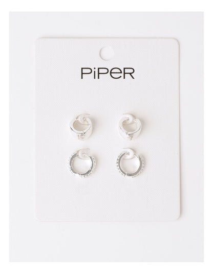2 Pack Huggies Earrings in Silver