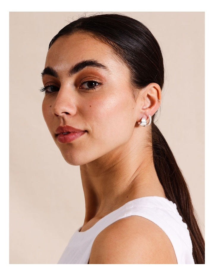 2 Pack Huggies Earrings in Silver
