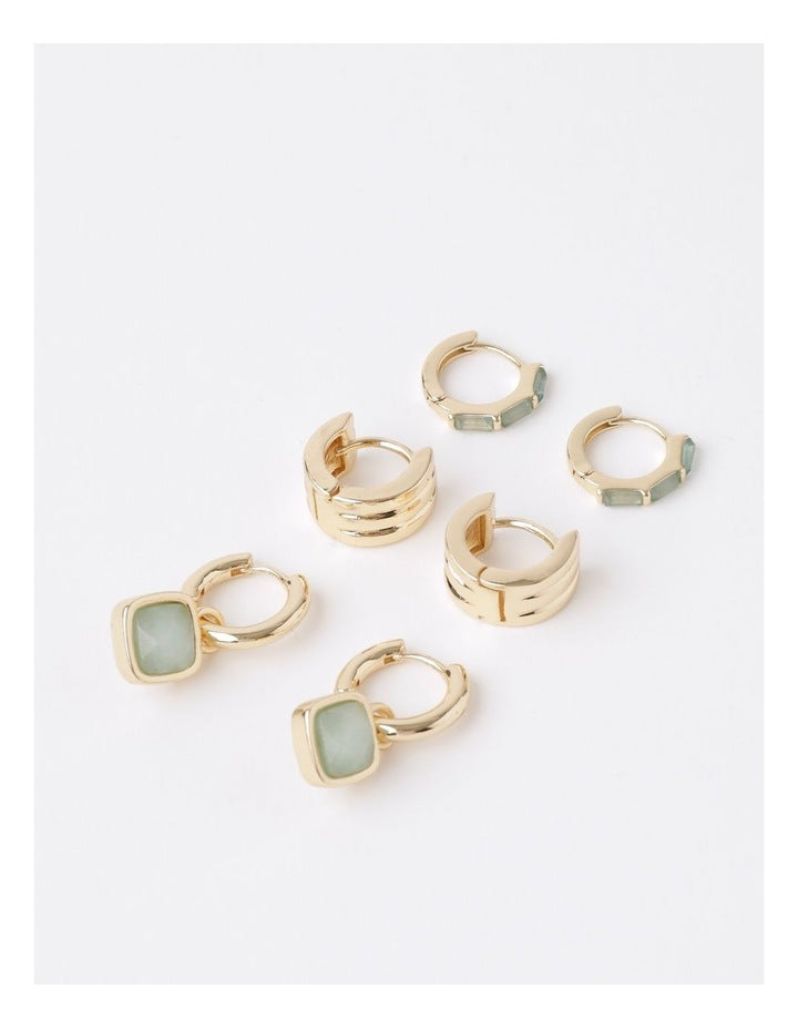 3 Pack Green Gift Box in Gold