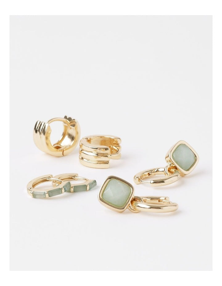 3 Pack Green Gift Box in Gold