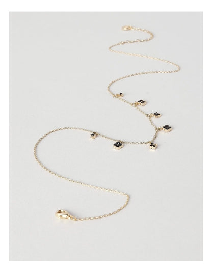 Four Leaf Clover Necklace in Gold Black