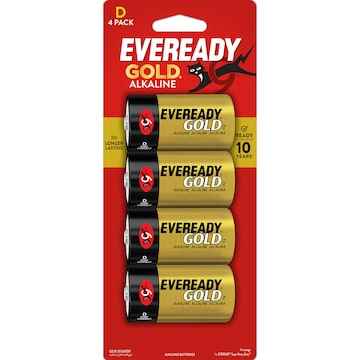 Eveready Gold D Alkaline Batteries 4 pack