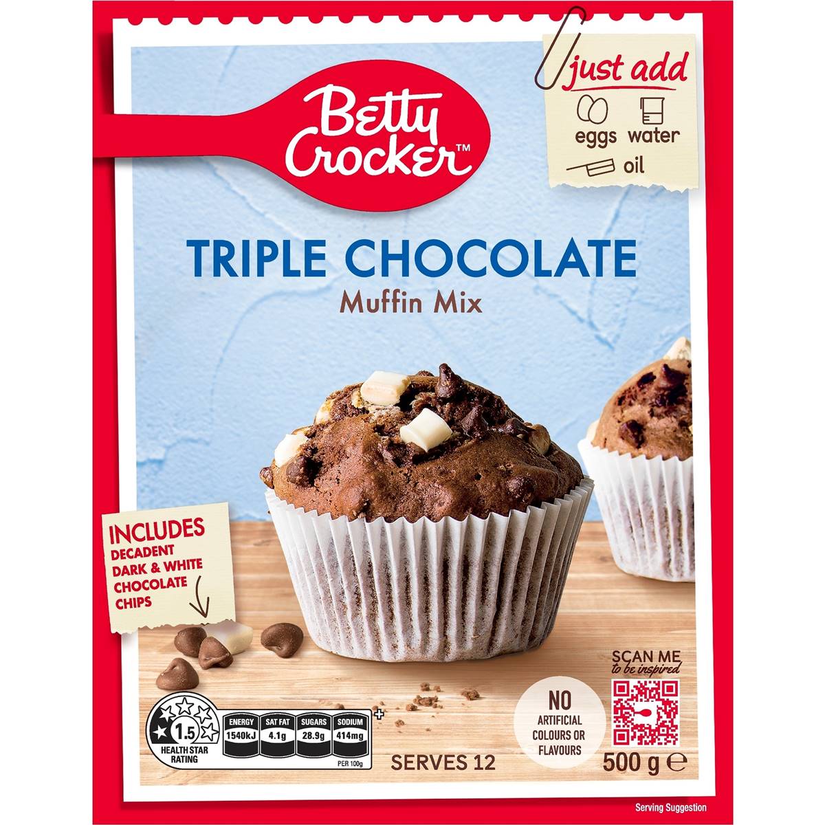 Betty Crocker Triple Chocolate Muffin Mix 500g