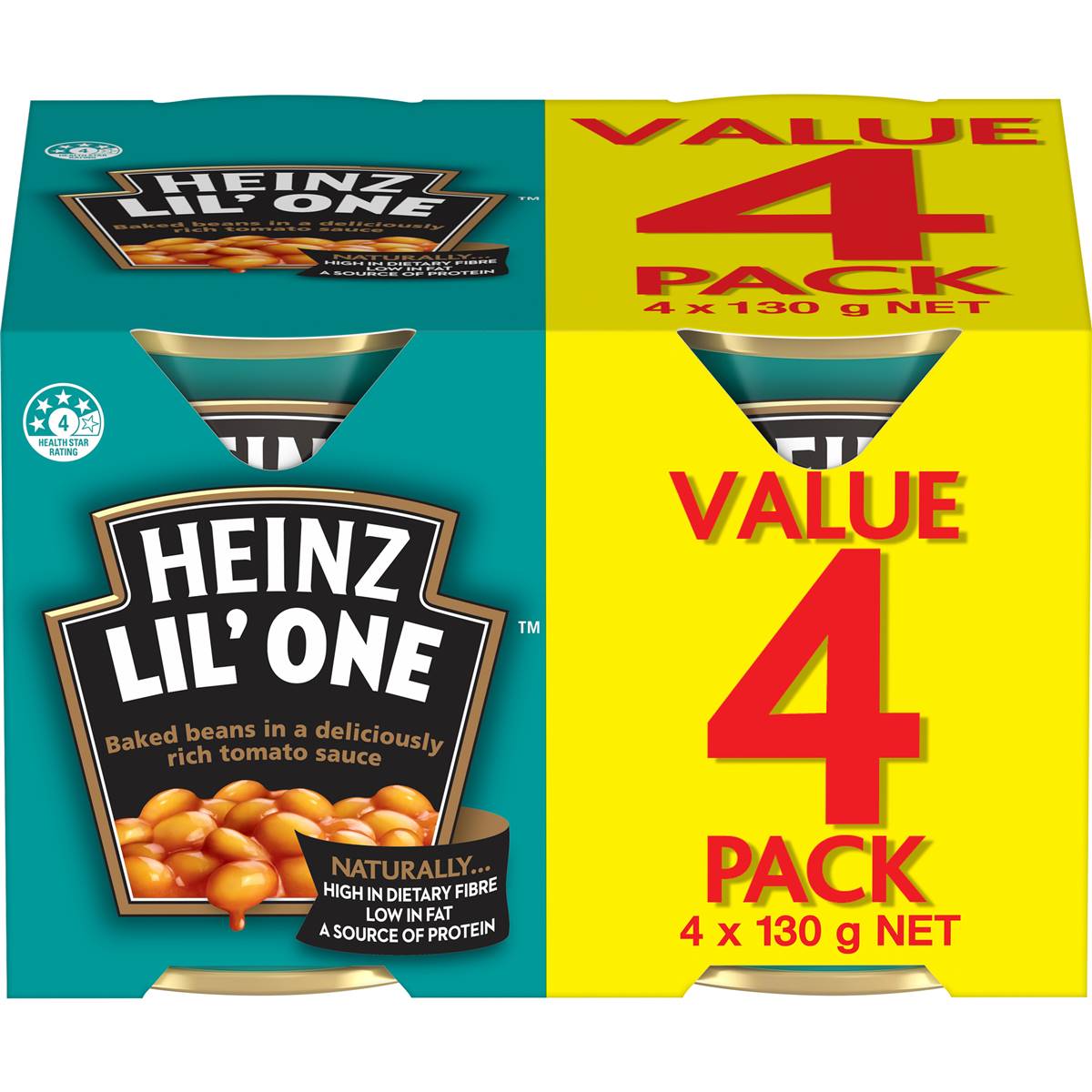 Heinz Beanz Canned Baked Beans In Tomato Sauce 130g x 4 pack