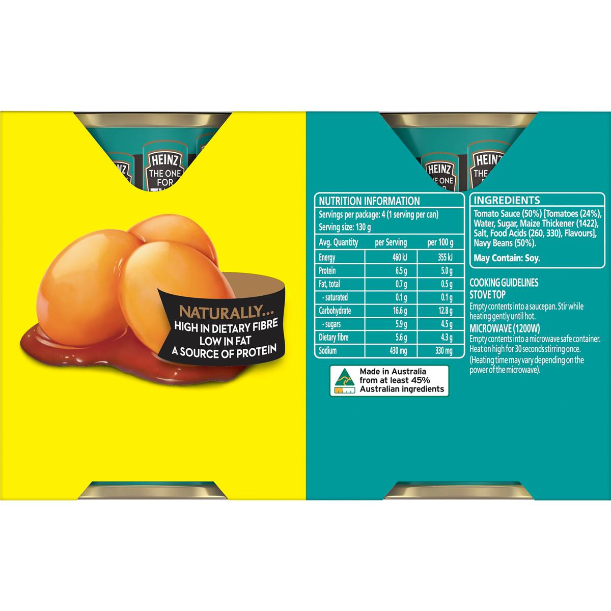 Heinz Beanz Canned Baked Beans In Tomato Sauce 130g x 4 pack