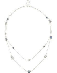 Square Station Double Row Necklace in Grey