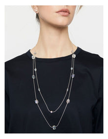 Square Station Double Row Necklace in Grey
