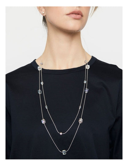 Square Station Double Row Necklace in Grey
