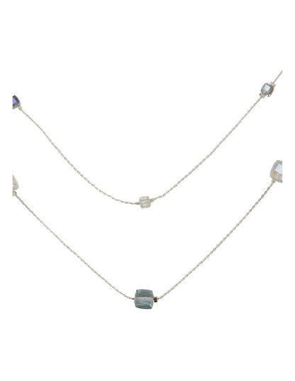 Square Station Double Row Necklace in Grey