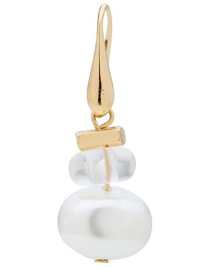 Pearl And Clear Stone Drop Earrings in Cream