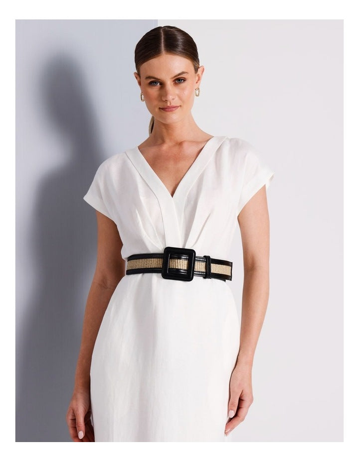 Jade Contrast Woven Belt in Tan