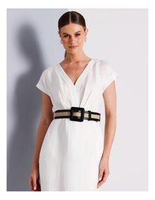 Jade Contrast Woven Belt in Tan