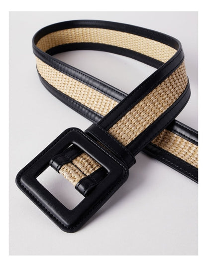Jade Contrast Woven Belt in Tan