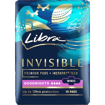 Libra Invisible Pads Goodnights With Wings 10 pack