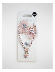 Hairclips And Necklace Set in Multi