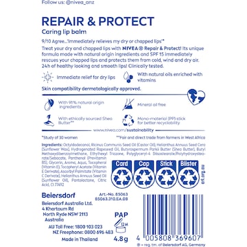 Nivea Repair & Protect Lip Balm SPF 15 4.8g