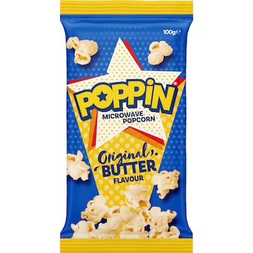 Poppin Microwave Popcorn Butter Flavour 100g
