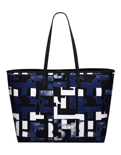 Southwell Gardens Abstract Geo Tote Bag in Blue