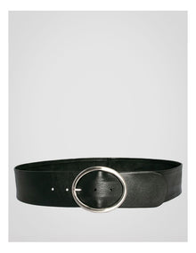 Peyton Wide Oval Buckle Belt in Black