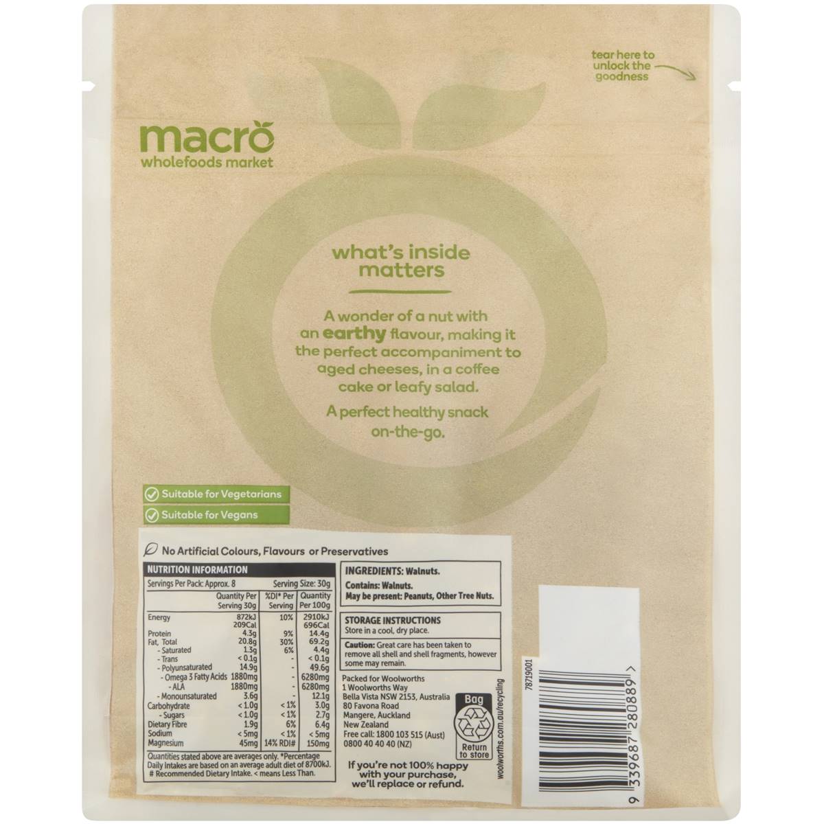 Macro Australian Walnuts 250g