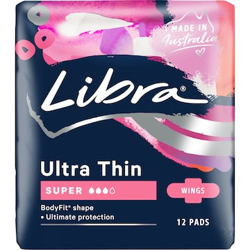 Libra Ultra Thins Pads Wings Super 12 pack