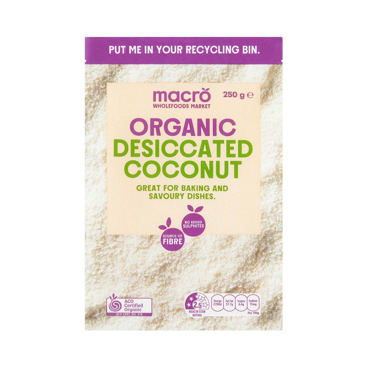 Macro Organic Desiccated Coconut 250g
