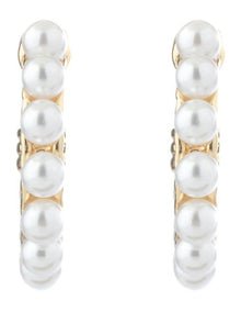 Pearl Hoop Earrings in Gold
