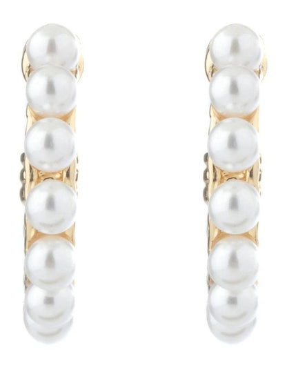 Pearl Hoop Earrings in Gold