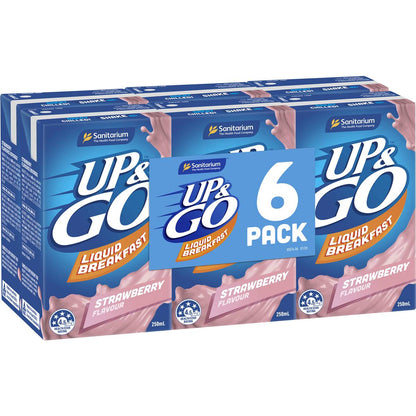Sanitarium Up & Go Liquid Breakfast Strawberry 250mL x 6 pack