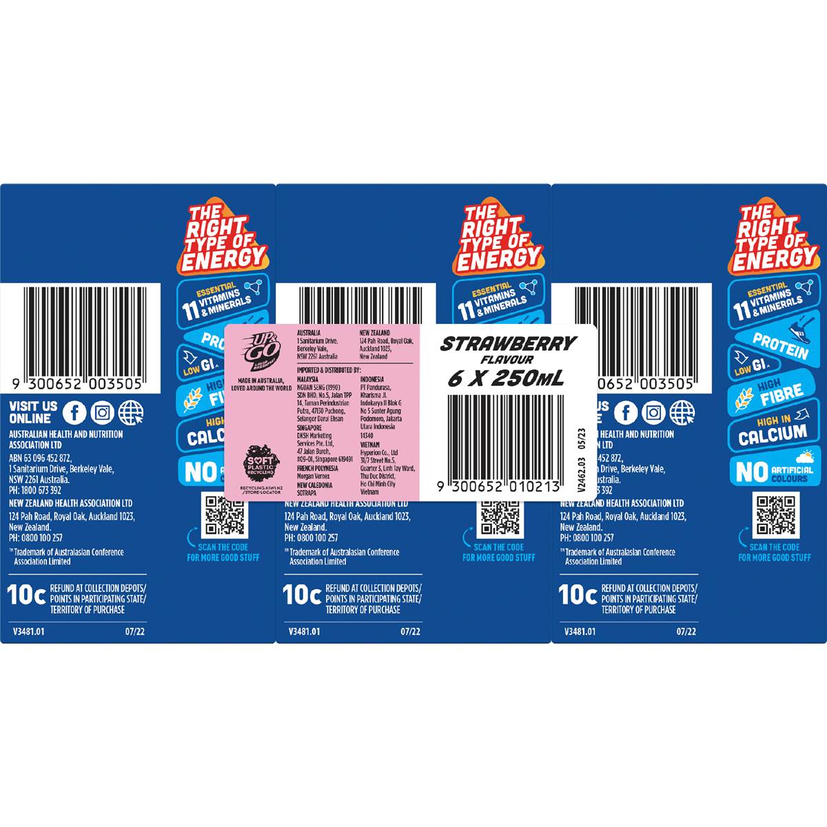 Sanitarium Up & Go Liquid Breakfast Strawberry 250mL x 6 pack