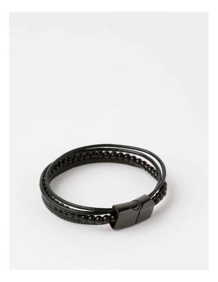 Beaded Wrap Round Bracelet in Black