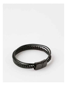 Beaded Wrap Round Bracelet in Black