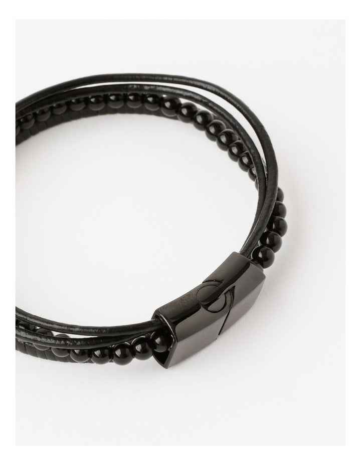 Beaded Wrap Round Bracelet in Black