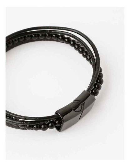 Beaded Wrap Round Bracelet in Black