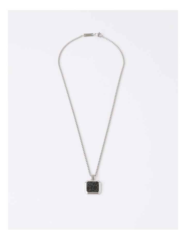 Square Pendant Necklace in Black